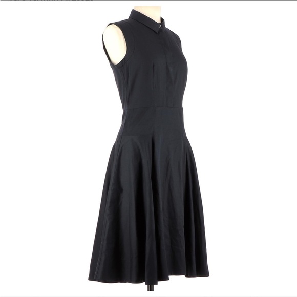 Tara Jarmon 100% Cotton Fit & Flare Robe Dress Sz 36 Navy Blue - Picture 2 of 9